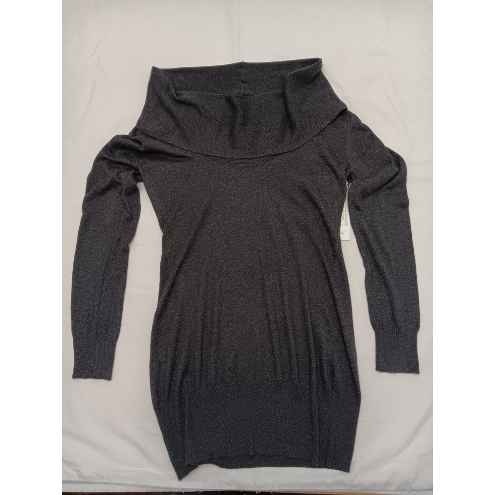 KERISMA Women Charcoal Gray Cowl Neck Long Sleeve Sweater Dress‎ Size L
